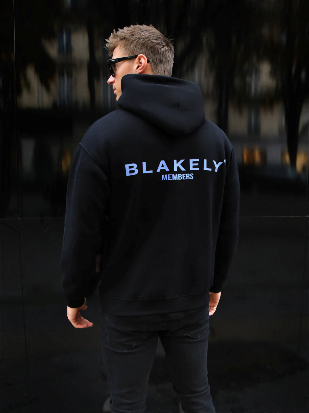 Blakely Members Relaxed Hoodie Czarne Niebieskie | 895701-VEP