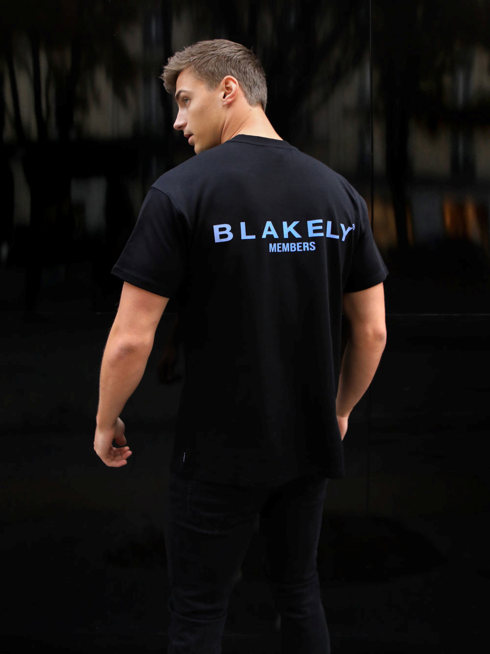 Blakely Members Relaxed T-Shirt Czarne Niebieskie | 846103-ZQT