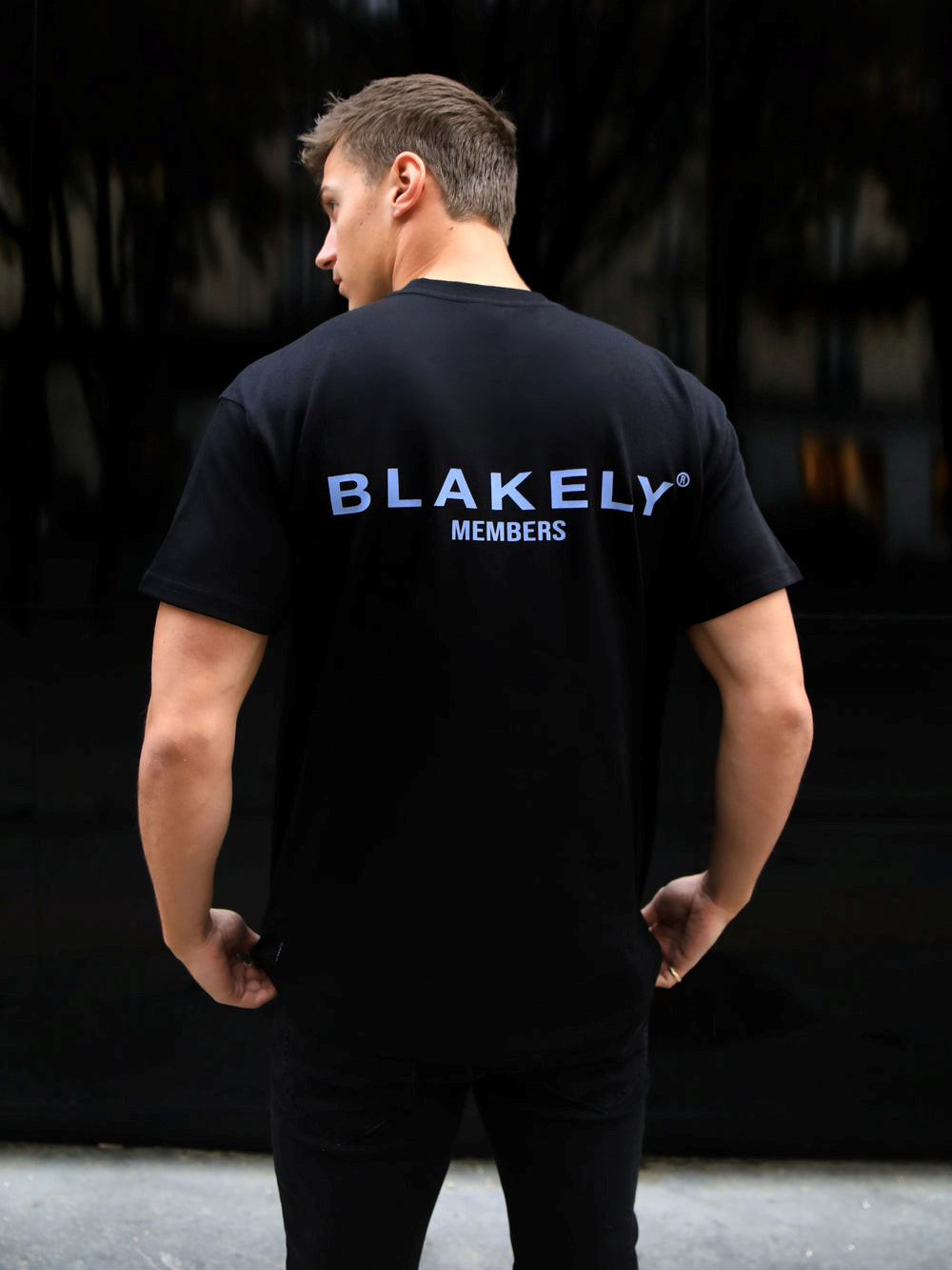 Blakely Members Relaxed T-Shirt Czarne Niebieskie | 846103-ZQT