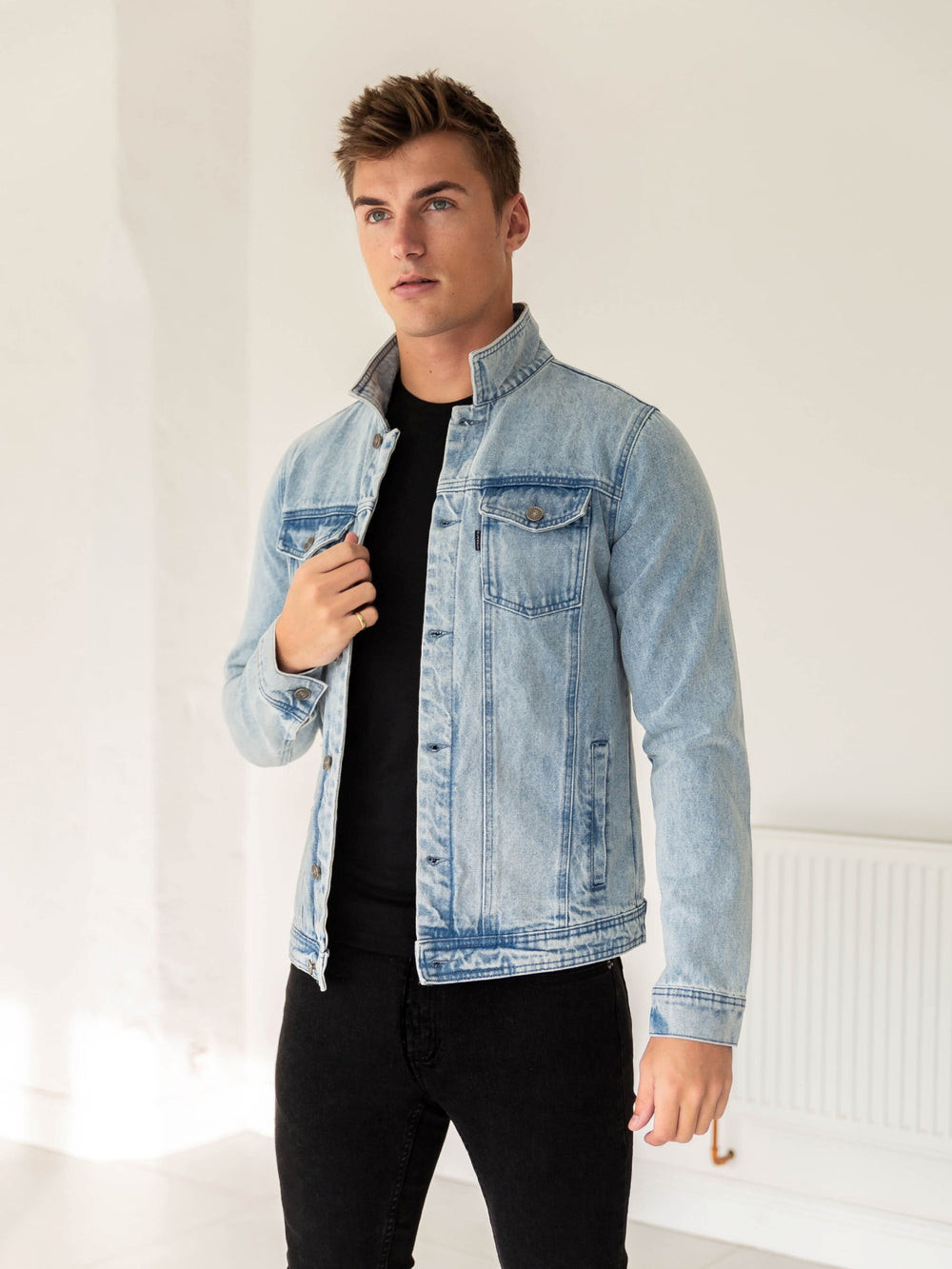 Blakely Mens Brooklyn Denim Jacket Niebieskie | 614973-CKB