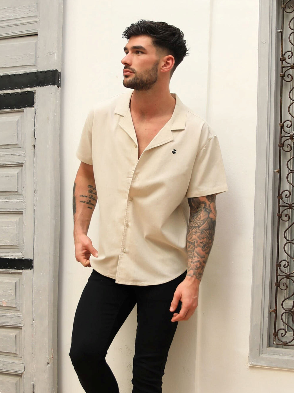 Blakely Nador Open Collared Shirt Sand | 742056-KXP