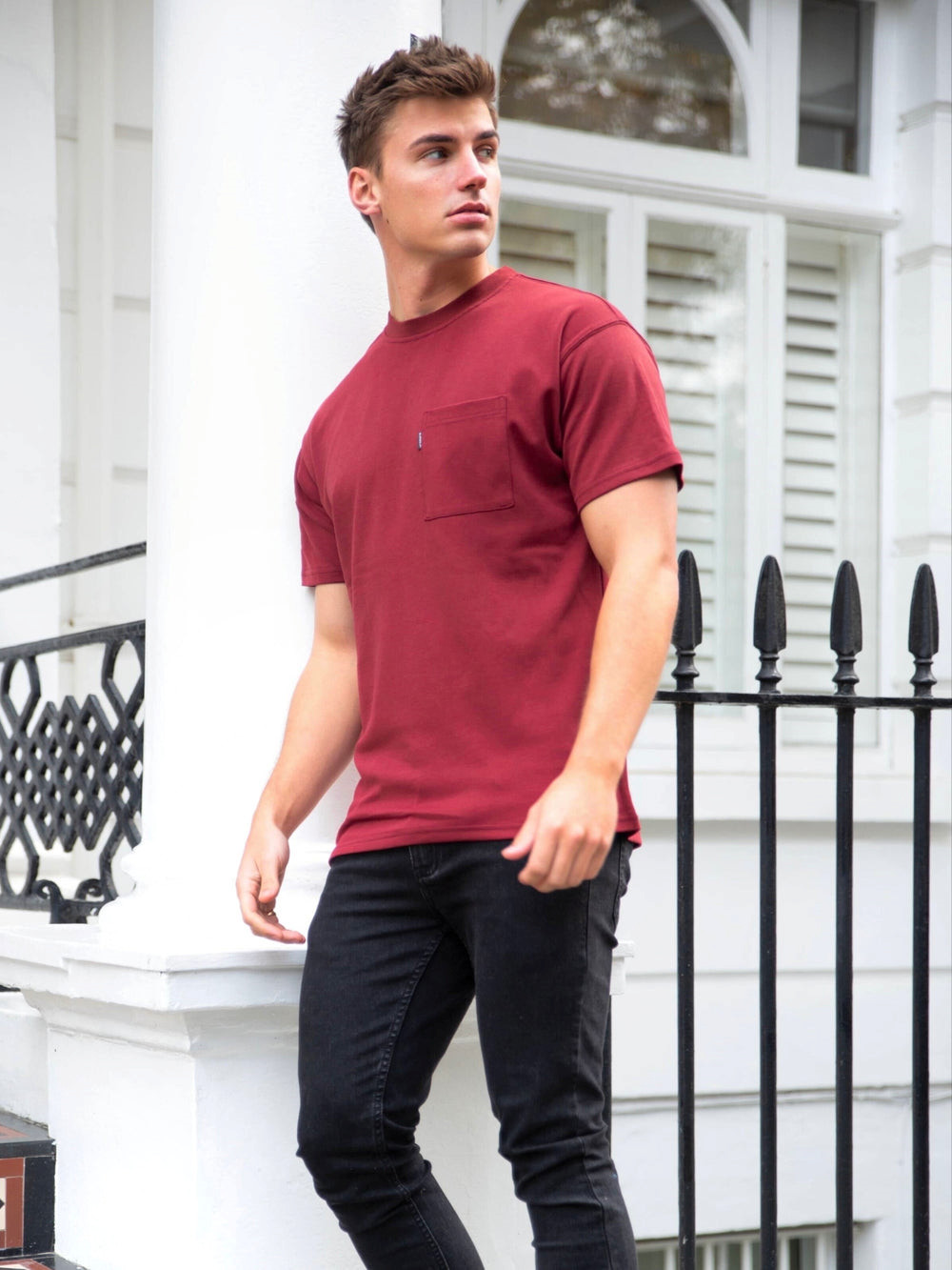 Blakely Relaxed Pocket T-Shirt Bordowe | 157604-GQK