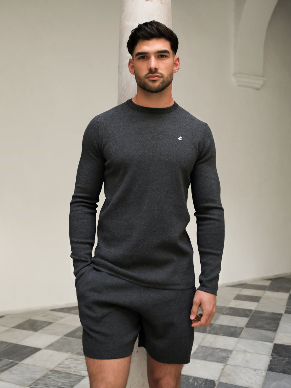 Blakely Riad Knitted Long Sleeve T-Shirt Charcoal | 967413-IFR