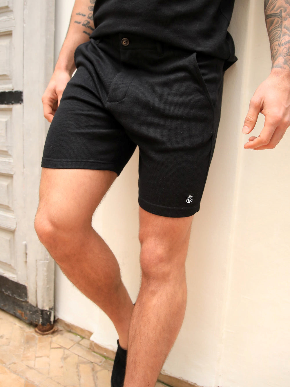 Blakely Safi Textured Shorts Czarne | 197603-YZS