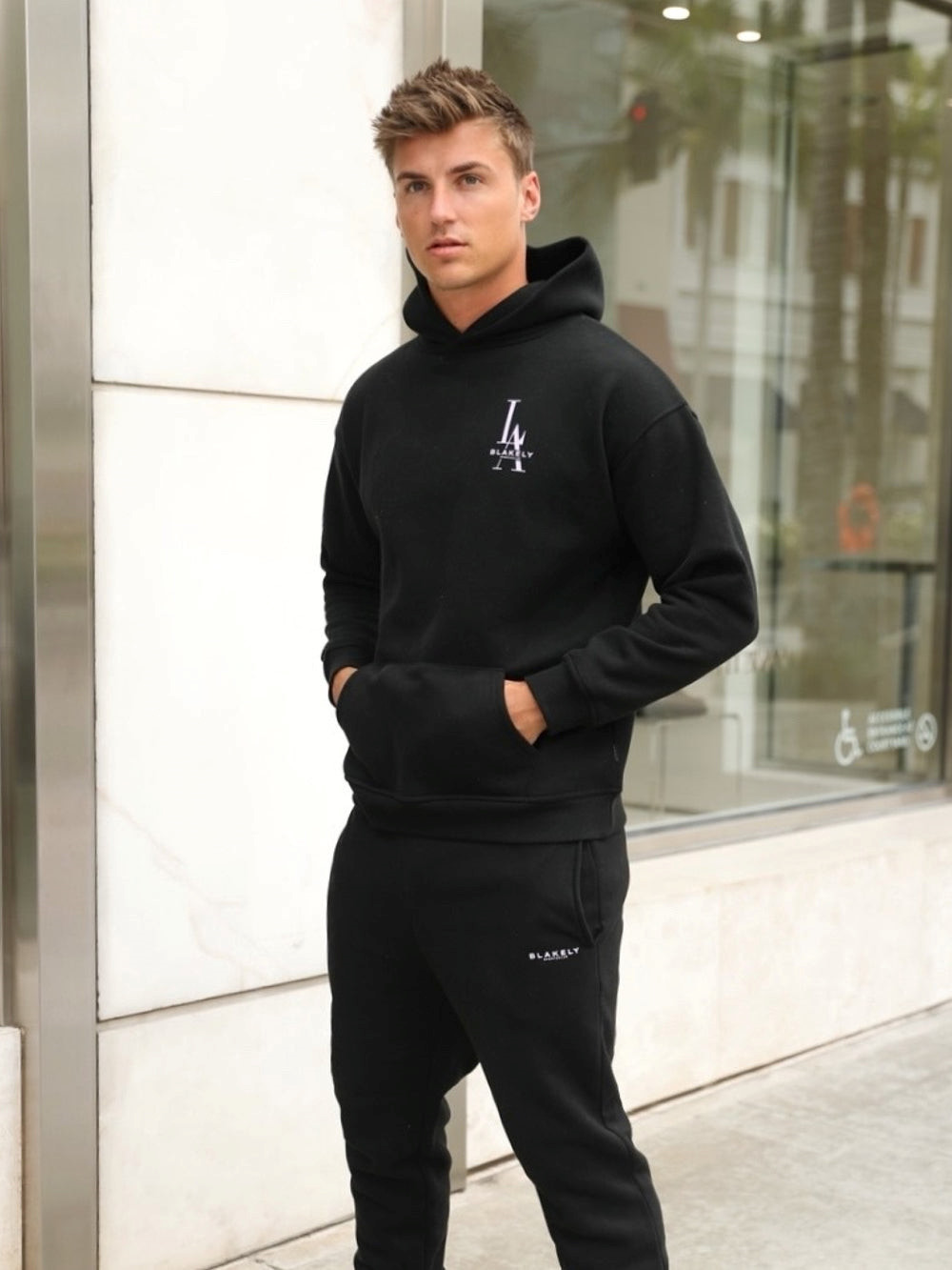 Blakely Sports Club Relaxed Hoodie Czarne | 570986-HMA