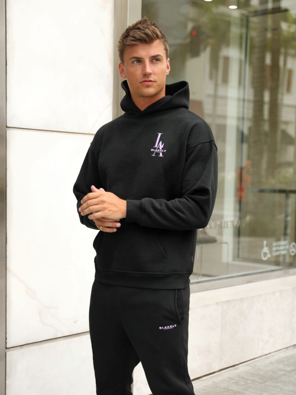 Blakely Sports Club Relaxed Hoodie Czarne | 570986-HMA