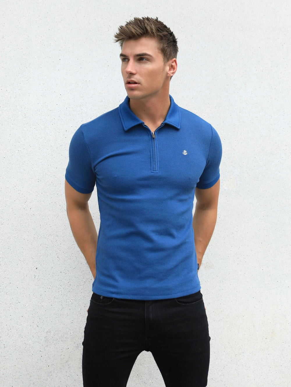 Blakely Toulon Textured Polo Niebieskie | 746029-XNZ