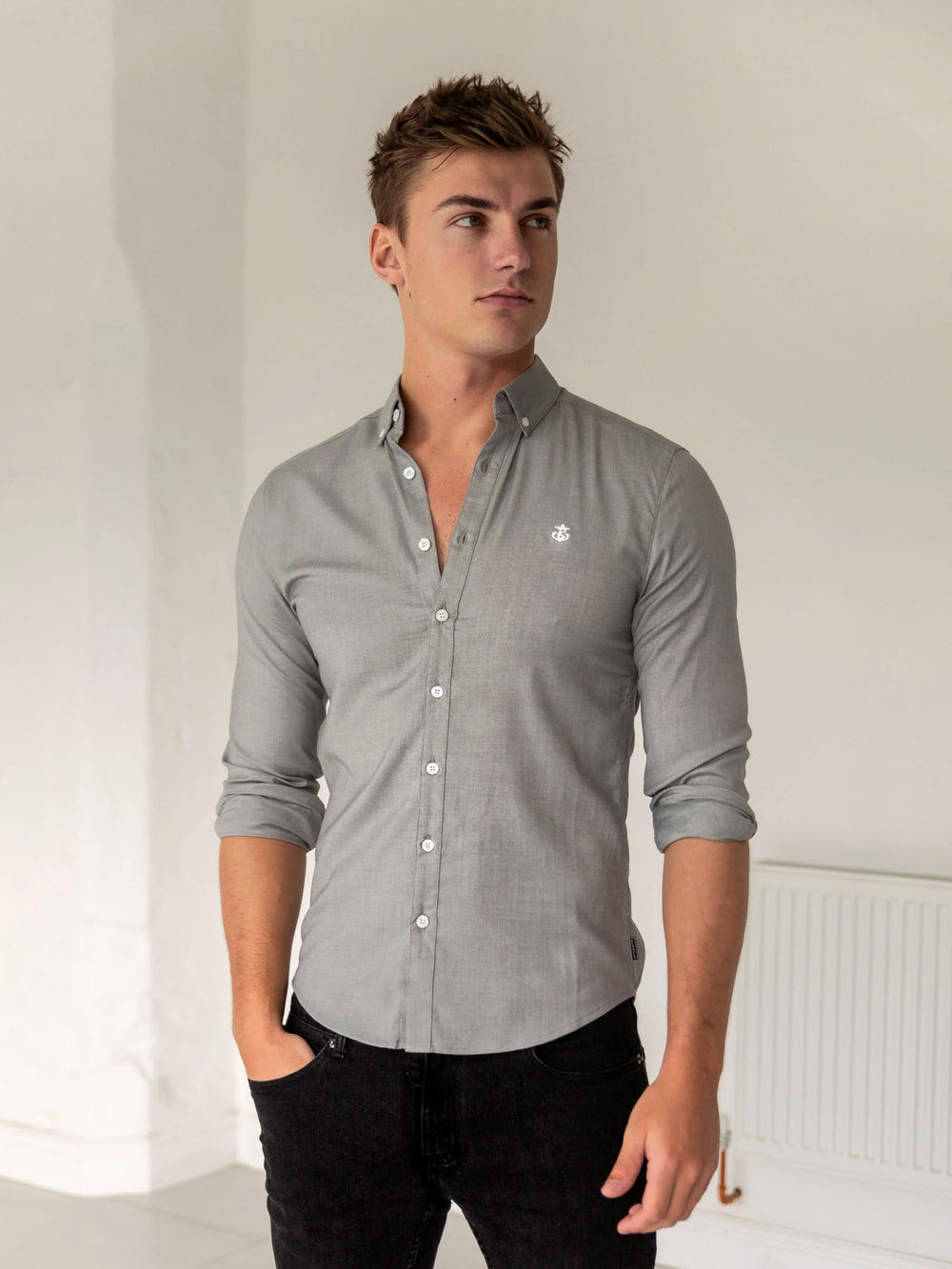 Blakely Wexford Fitted Stretch Shirt Głęboka Szare | 352019-ZGC